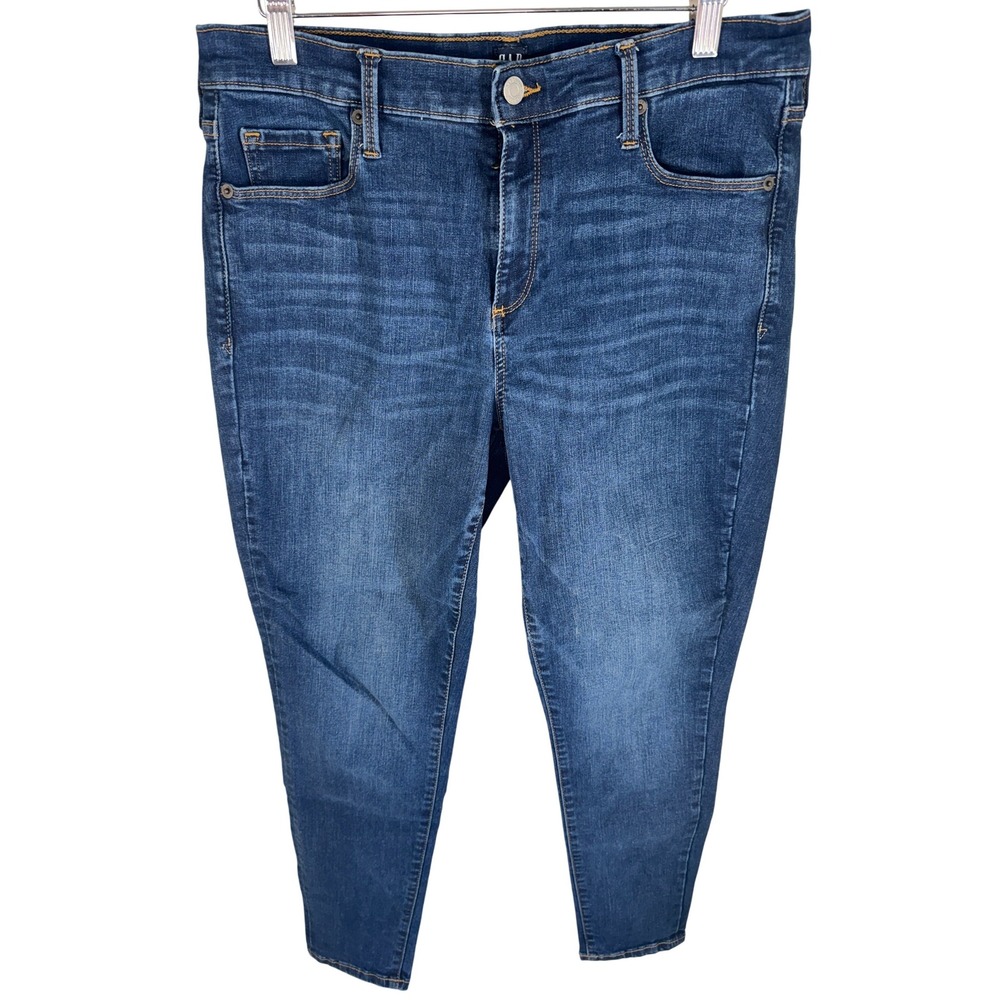 GAP 502 True Skinny Jeans Women's Size 32R Blue Denim Medium Wash EUC Boots Slim